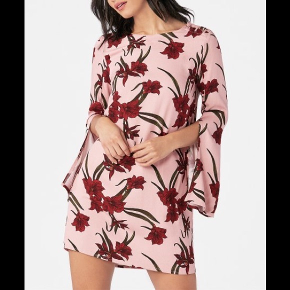 NWT JUSTFAB Bridal Rose Floral Split-Sleeve Shift - Picture 1 of 5